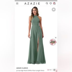 Azazie Eucalyptus Green Clarice dress